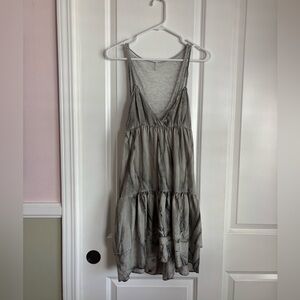 Seven for All Mankind Grey Tiered V-Neck Mini Dress